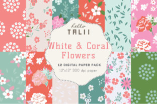 Coral Flowers Digital Papers