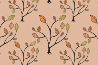 Seamless Autumn Tree Pattern: Cartoon-Style Vector & JPG for Creative Projects