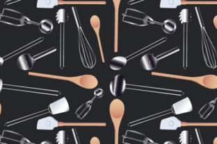 Seamless Kitchen Cookware Realistic Vector